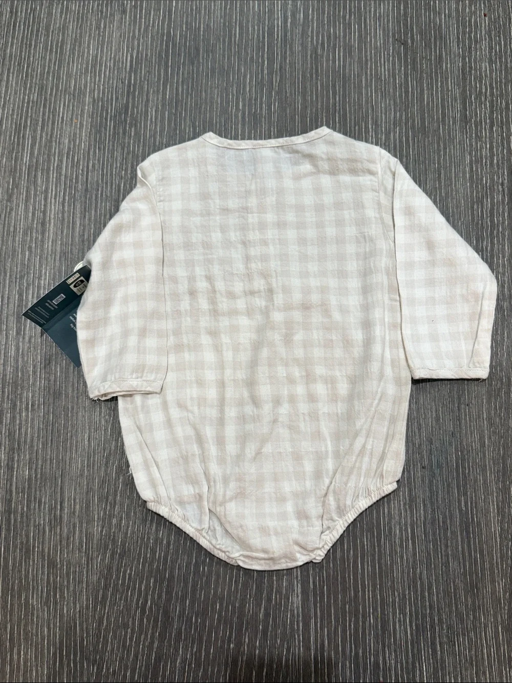 NWT Size 6-9 Months Modern Moments Neutral Plaid Long-Sleeve  Romper